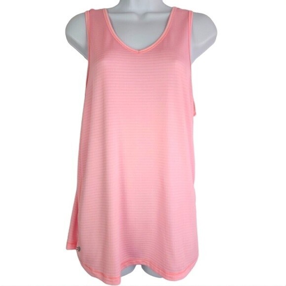 Ideology Active Coral Strappy Back Striped Racerback Workout Tank Top Medium - Picture 1 of 4
